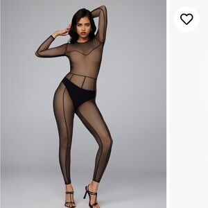Savage X Fenty Sheer Black Catsuit Bodysuit